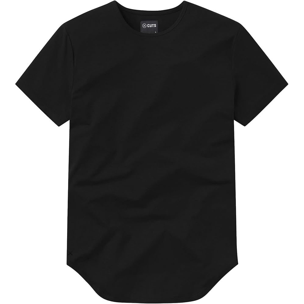 Cuts Curve Hem T-Shirt Mens Large Black Pyca Pro Short Sleeve Crewneck L1034